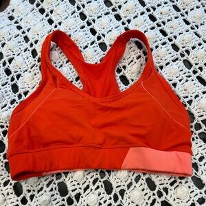 Bally Orangish Red and Pink Sports Bra Racerback Design Size Large